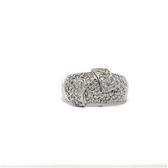 Custom & Unique! Size 8.25 Diamond Right Hand Ring .66 CTTW 14K White Gold 5.3g